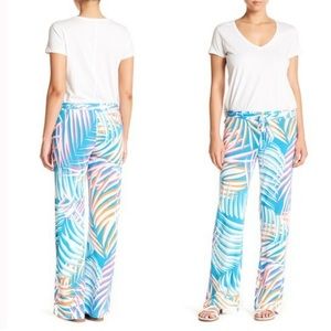 Tori Richard Honolulu Shady Lady Palm Print Wide Leg Pants Size L